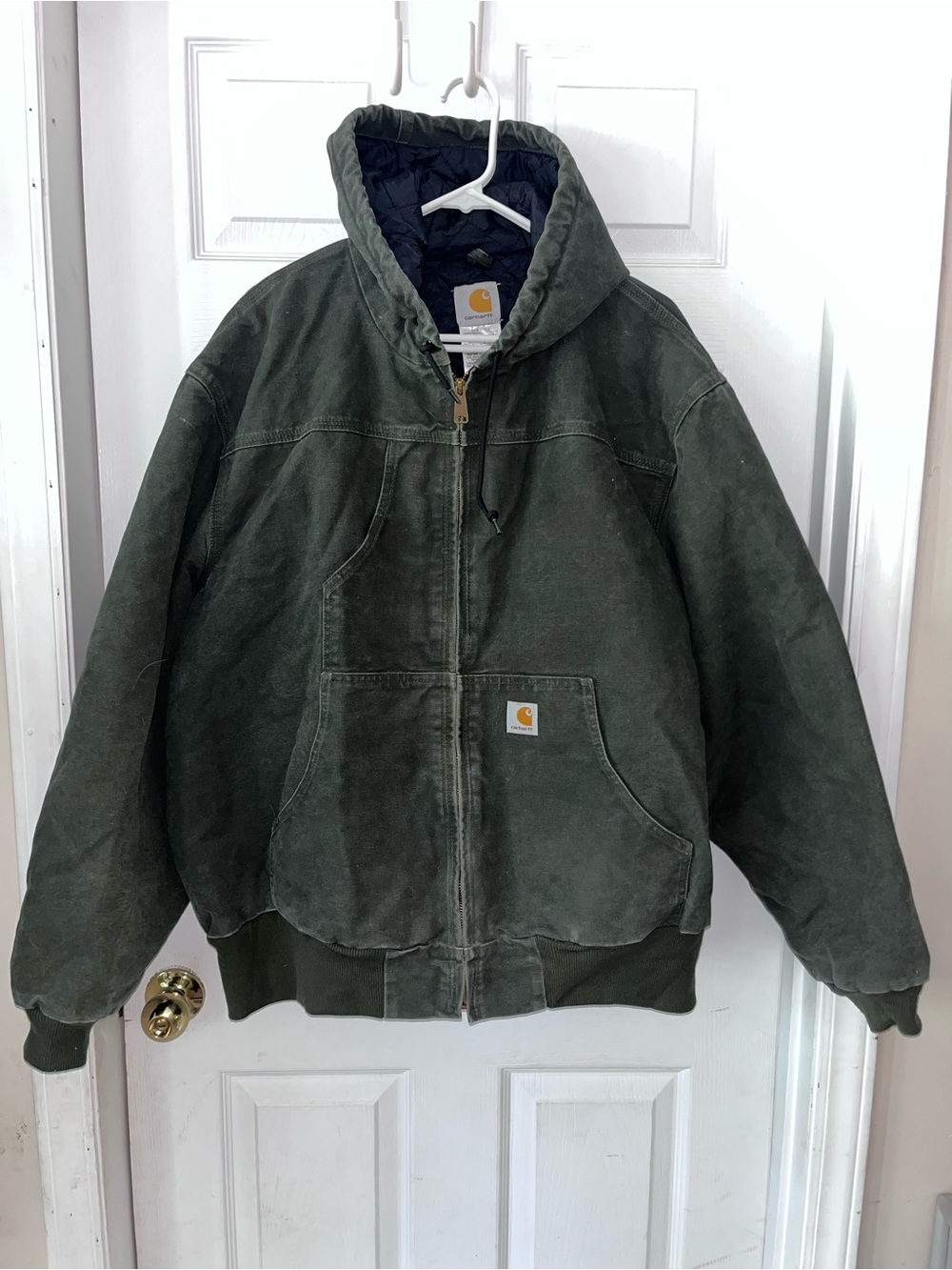 Carhartt 2XL Hooded Puffer Jacket in Olive Green